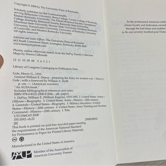 General William E. Depuy : Preparing the Army by Henry Gole (2008 Hardback) Good - Picture 8 of 8